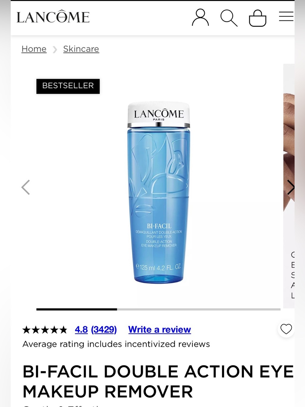 Lancome Bi-Facil Double Action Eye Makeup Remover – 145ML/4.2oz